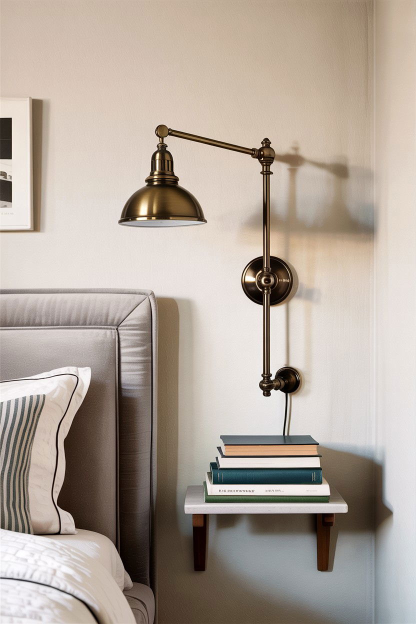 Brass Swing Arm Wall Lamp - 30 bedroom bedside lamps