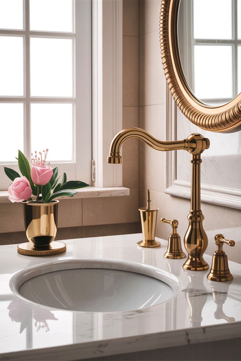 Brass bathroom faucet - 30 DIY bathroom ideas