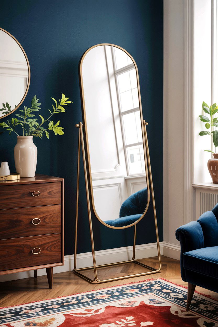 Brass floor mirror - 30 bedroom floor mirrors