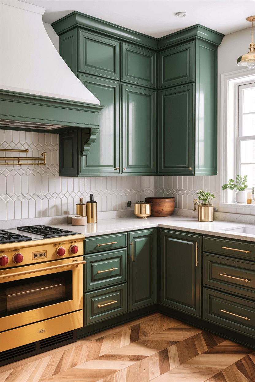 Brass hardware sage and white kitchen - 30 sage and white kitchen ideas