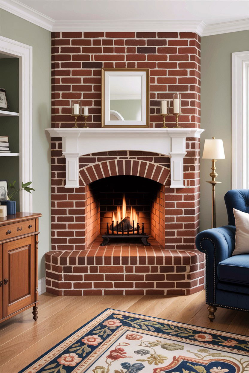 Brick Corner Fireplace - 30 living room corner fireplace ideas