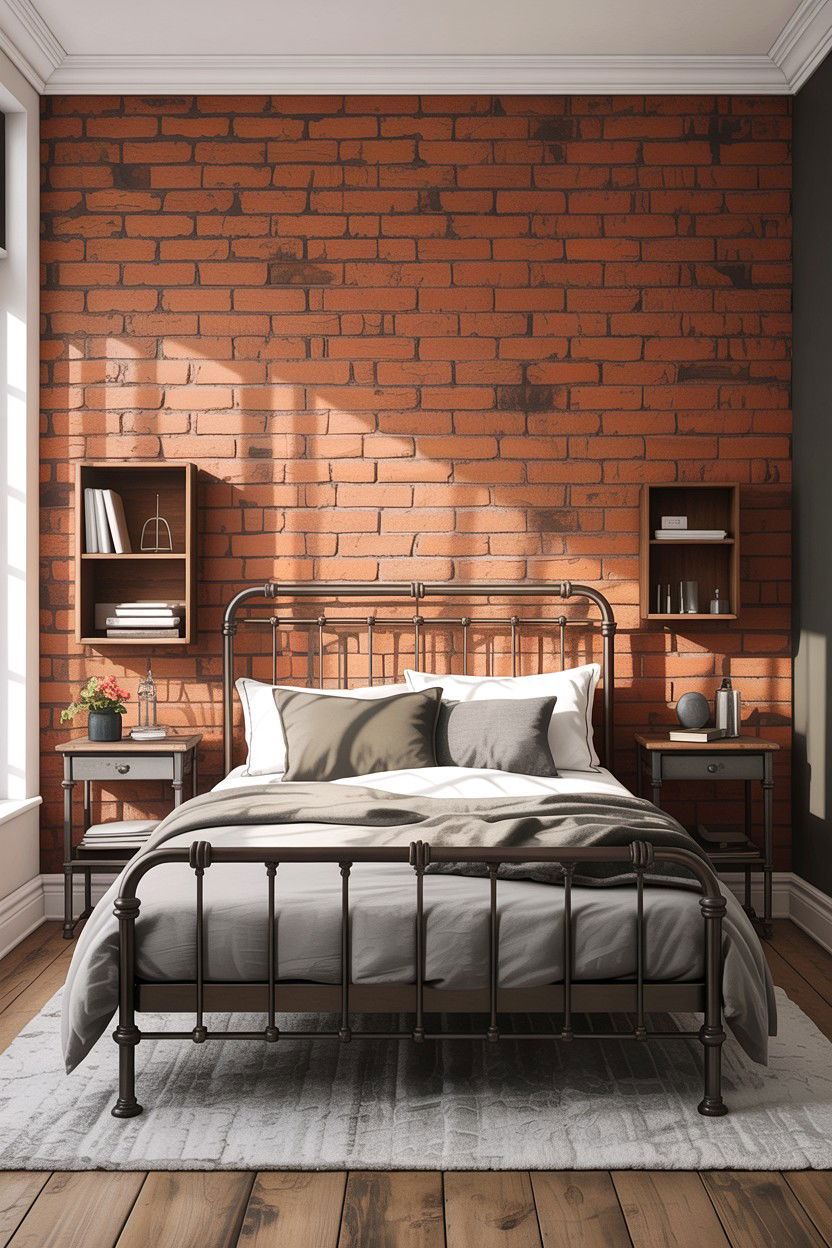 Brick Veneer - 30 bedroom wall ideas