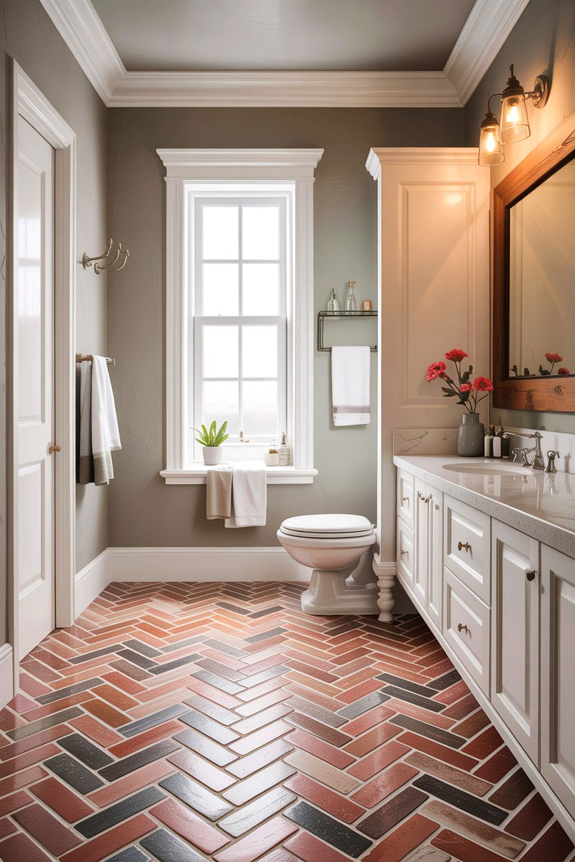 Brick bathroom flooring - 30 exposed brick bathroom ideas