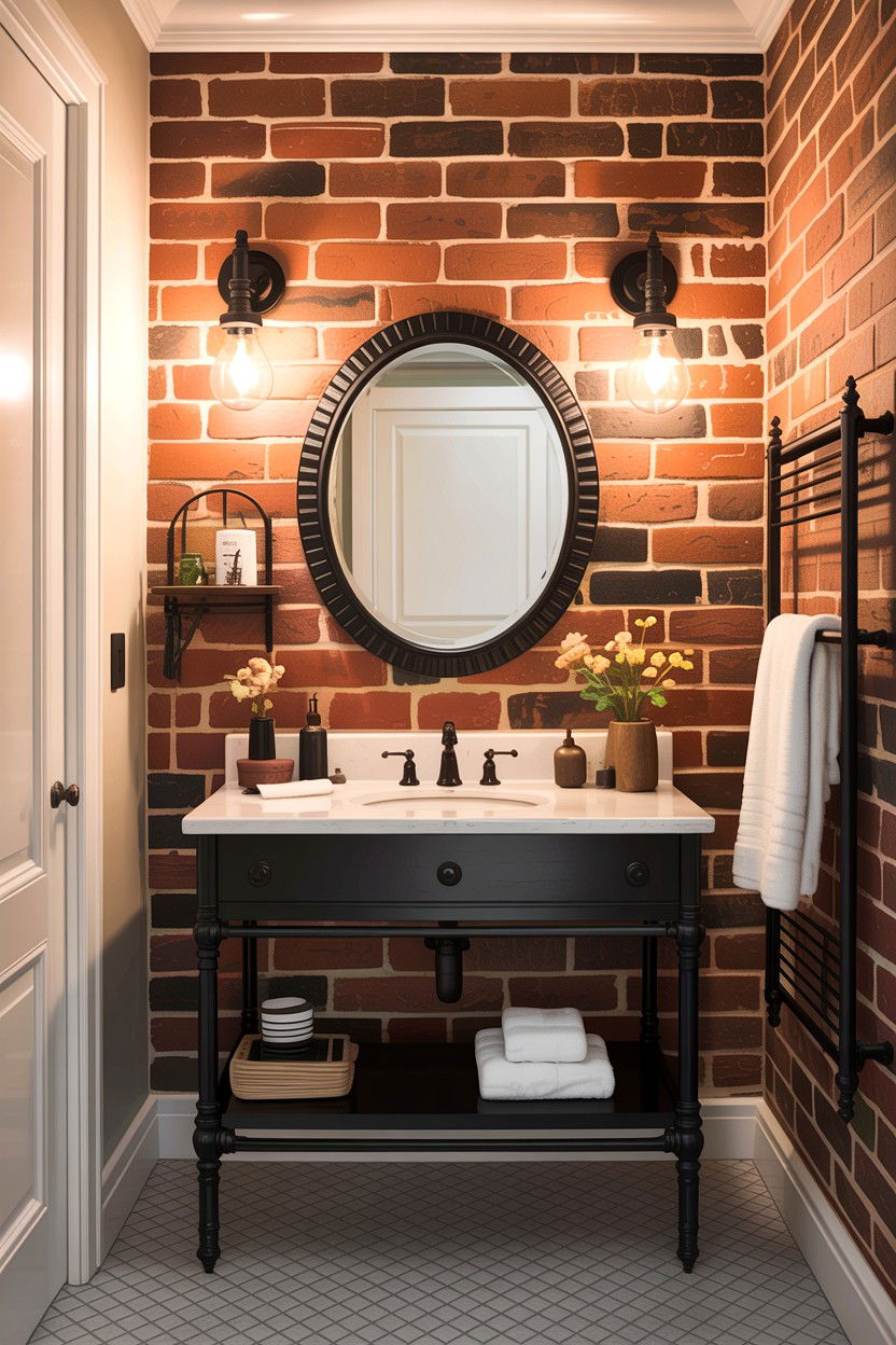 Brick wall bathroom - 30 bathroom accent wall ideas