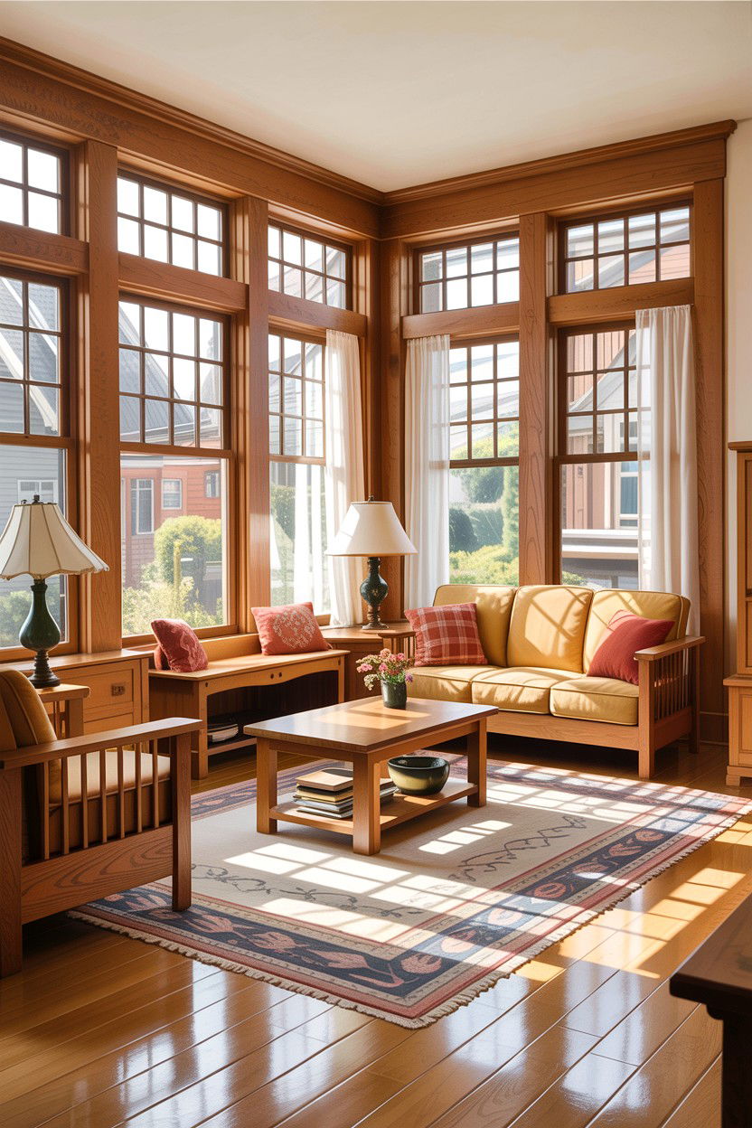 Bright Craftsman Living Room With Large Windows - 30 living room Craftsman furniture ideas