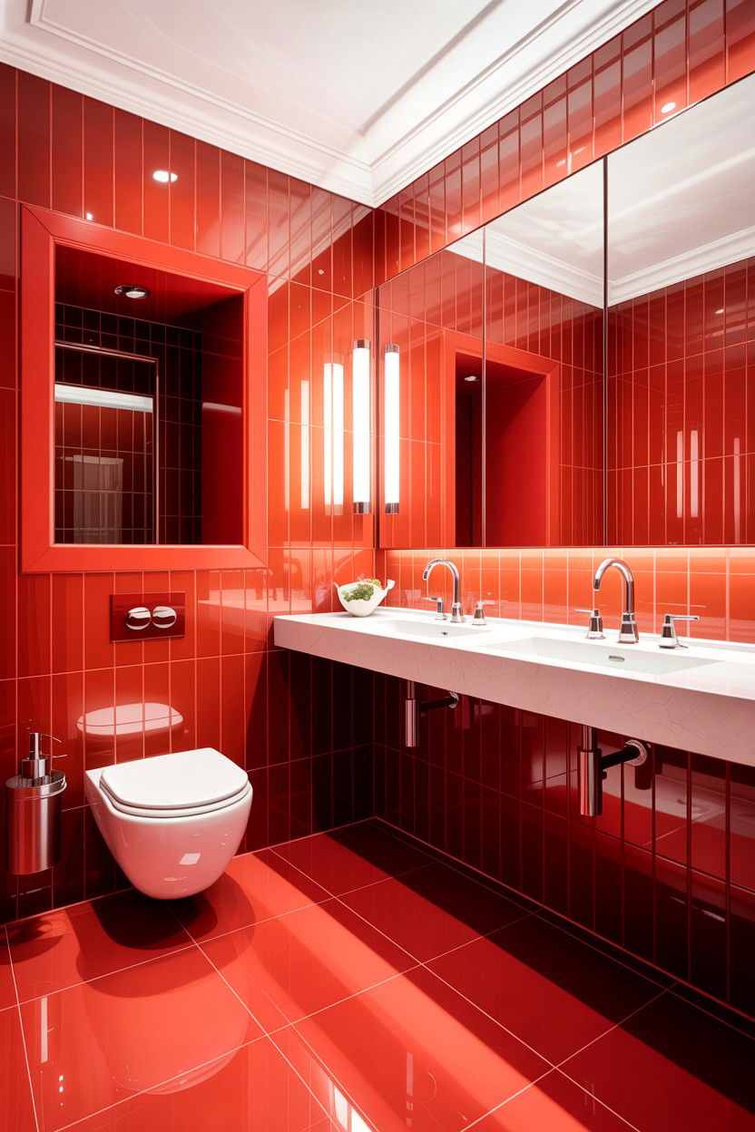 Bright Red Bathroom - 30 colorful bathroom ideas