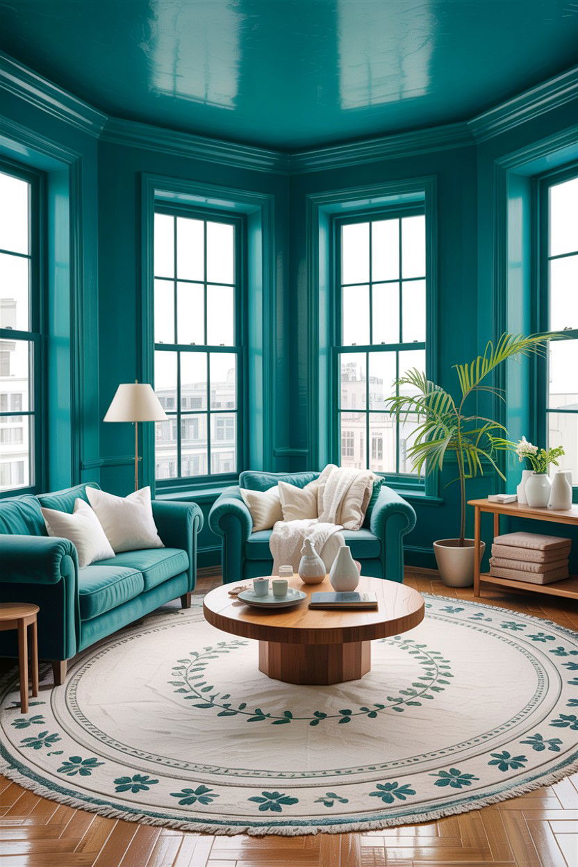 Bright Teal Living Room - 30 teal living room design ideas