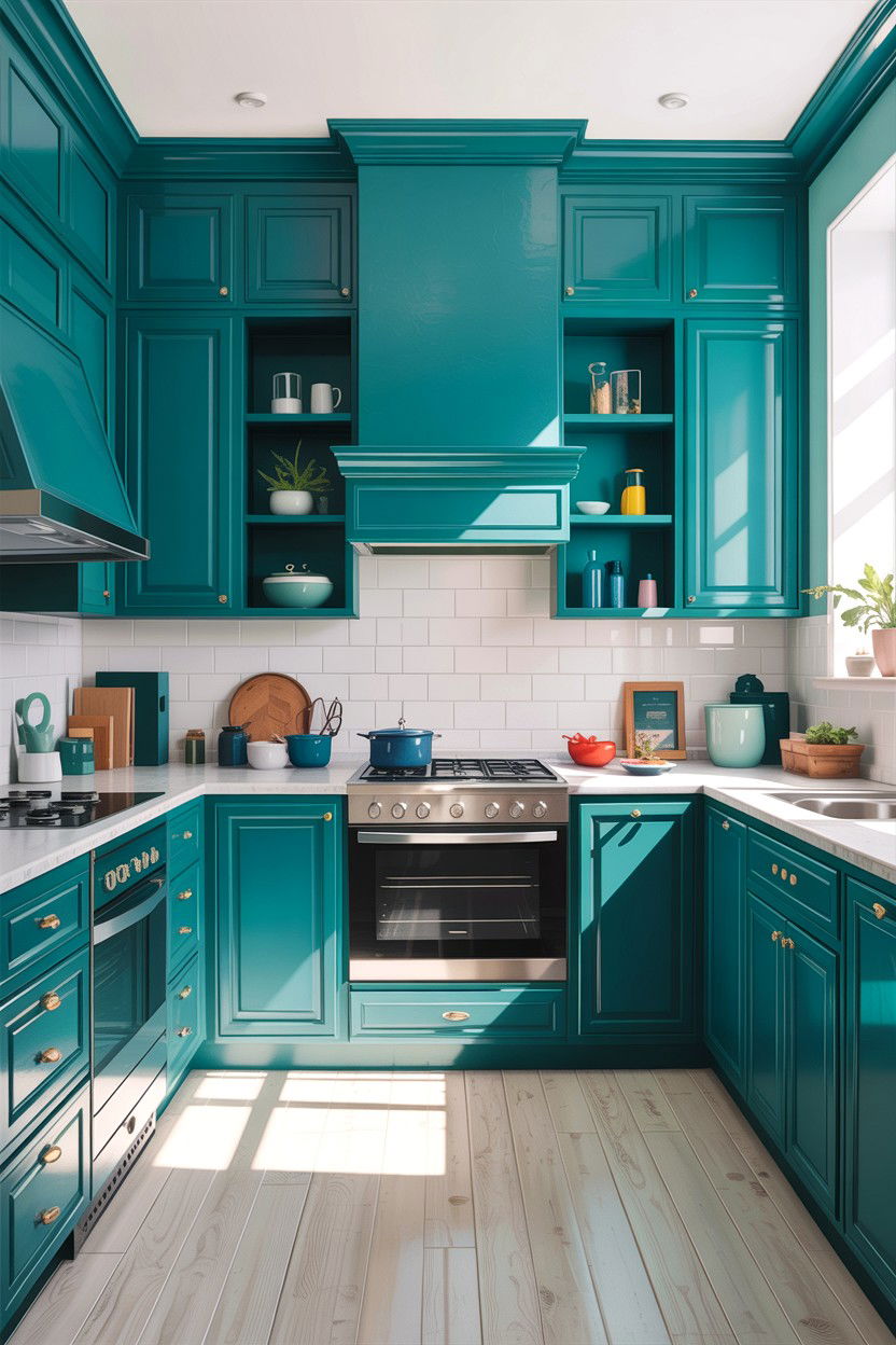 Bright teal kitchen - 30 teal kitchen design ideas