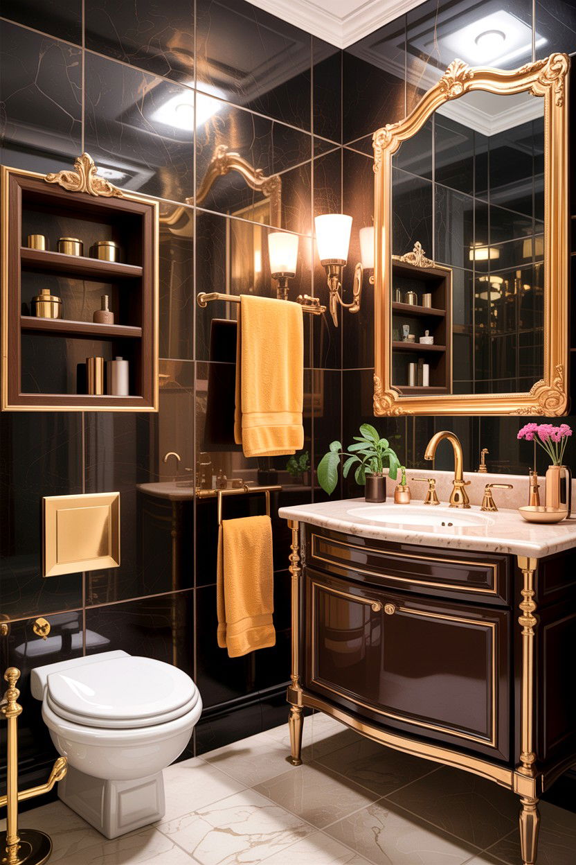 Brown and gold bathroom fixtures - 30 chocolate brown bathroom ideas
