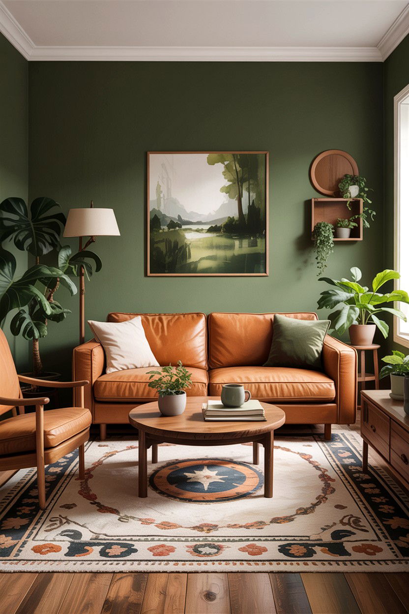 Brown and sage green living room - 30 warm brown living room ideas