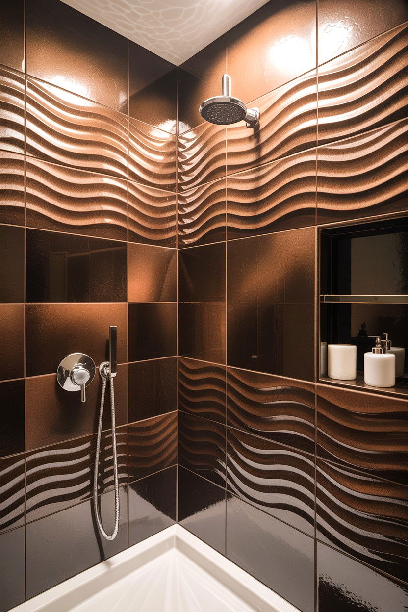 Brown textured bathroom wall tile - 30 chocolate brown bathroom ideas