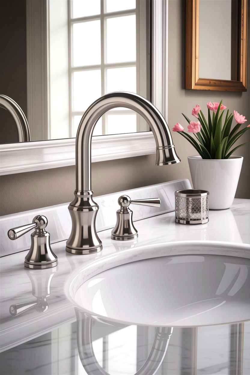 Brushed Nickel Faucet - 30 bathroom accessory styling ideas