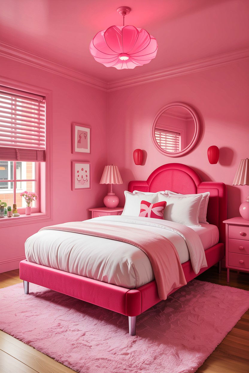 Bubblegum pink bedroom - 30 bedroom pink walls