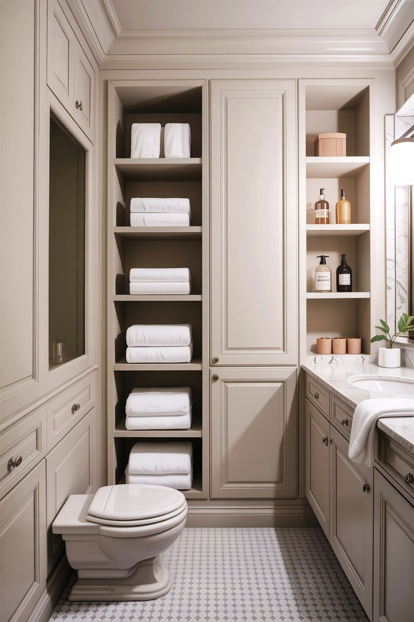 Built In Bathroom Storage - 30 spacious bathroom ideas