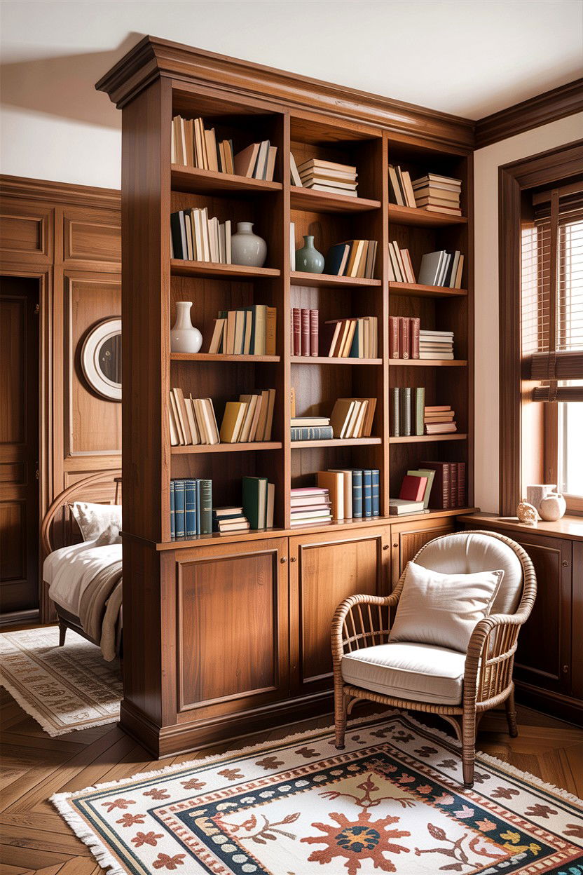 Built In Bookshelf Divider - 30 bedroom pony wall ideas