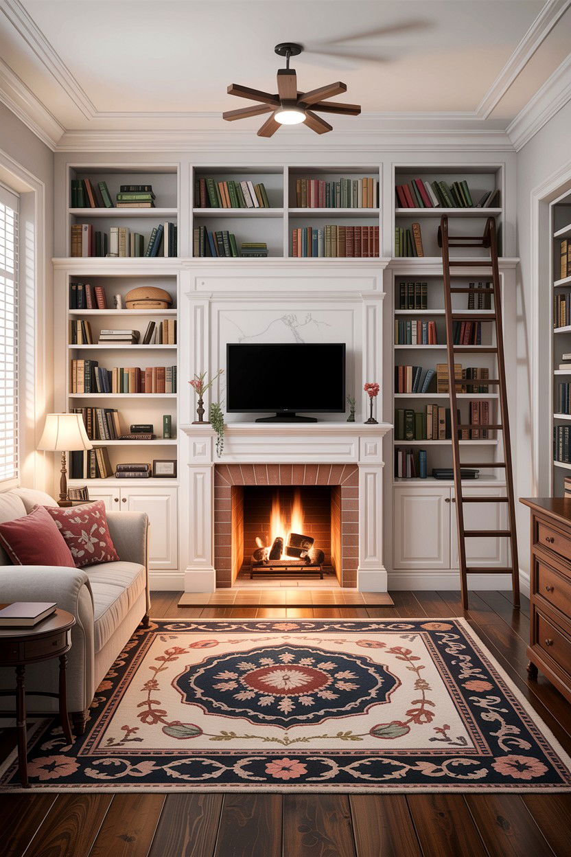 Built In Bookshelf Fireplace - 30 bedroom with fireplace ideas