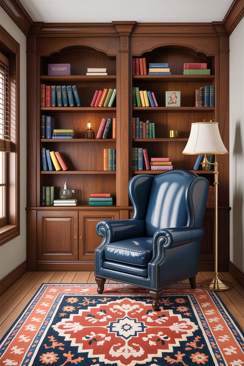 Built In Bookshelf With Reading Chair - 30 empty nester living room ideas
