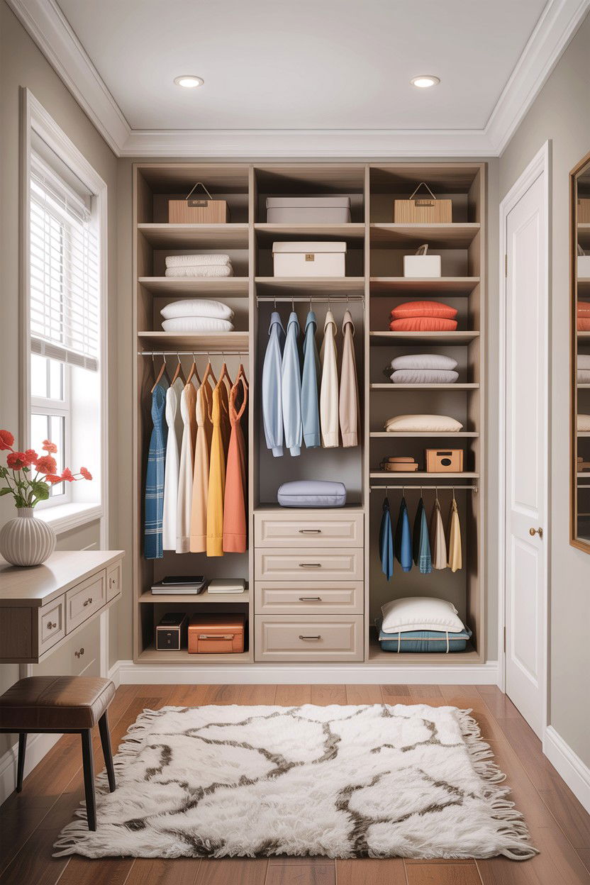 Built In Closet Organizer - 30 small bedroom space storage ideas