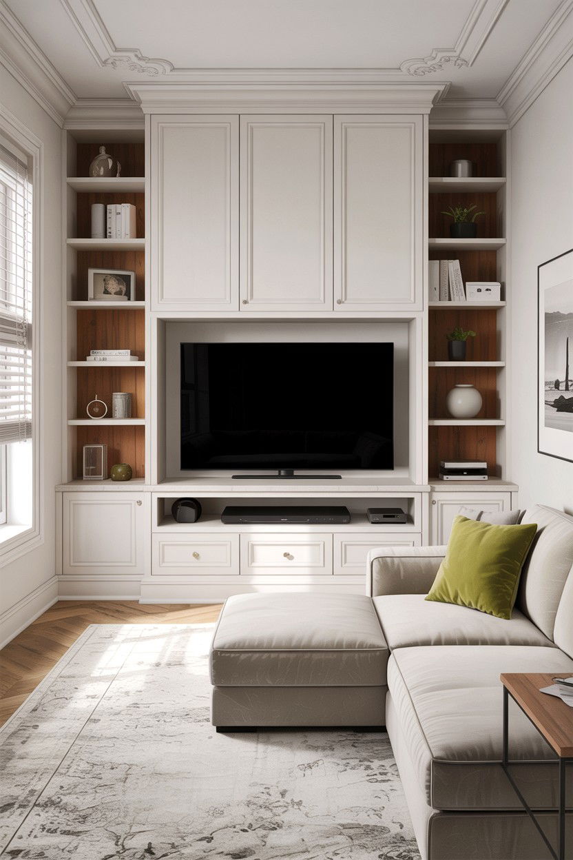 Built In Media Center - 30 high ceiling living room ideas