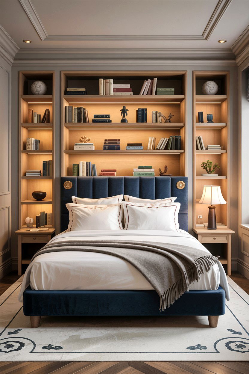 Built In Shelving - 30 boutique hotel bedroom ideas