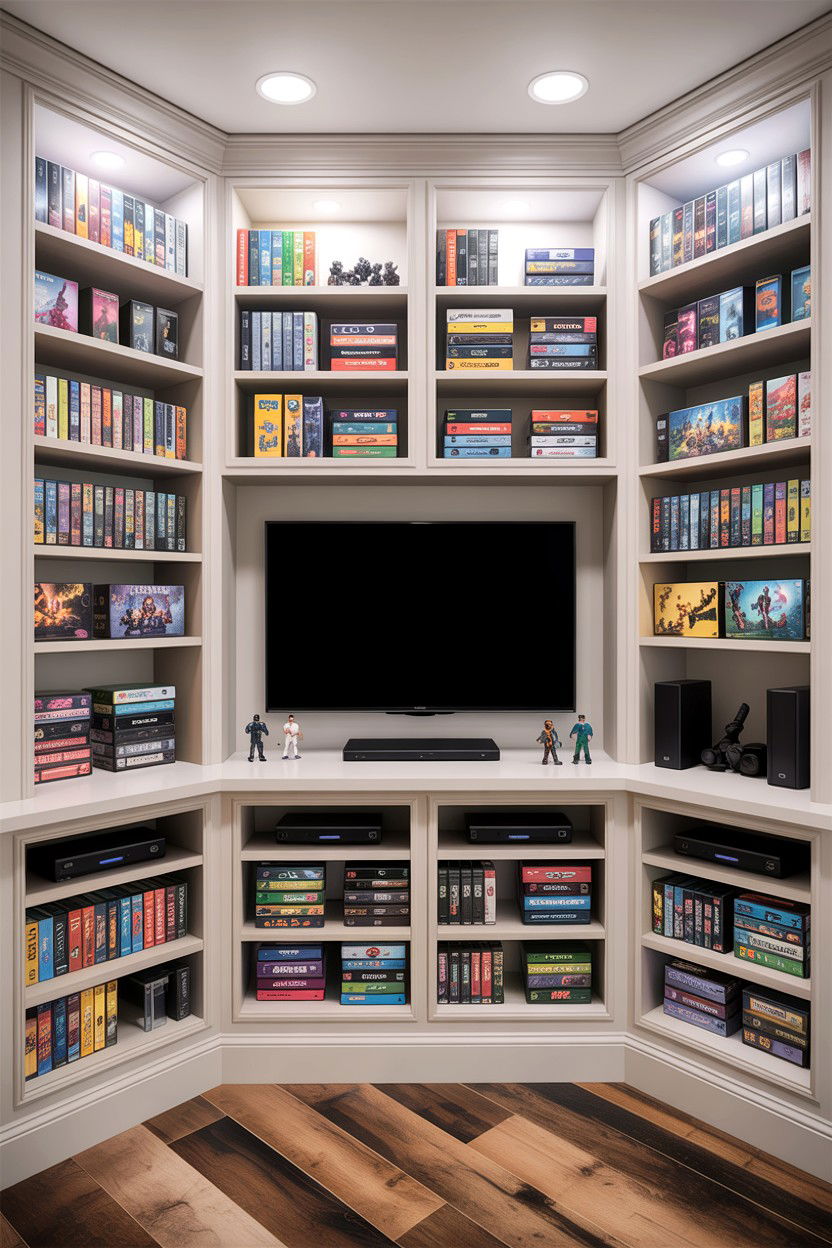 Built In Shelving For Game Collection - 30 gaming living room ideas