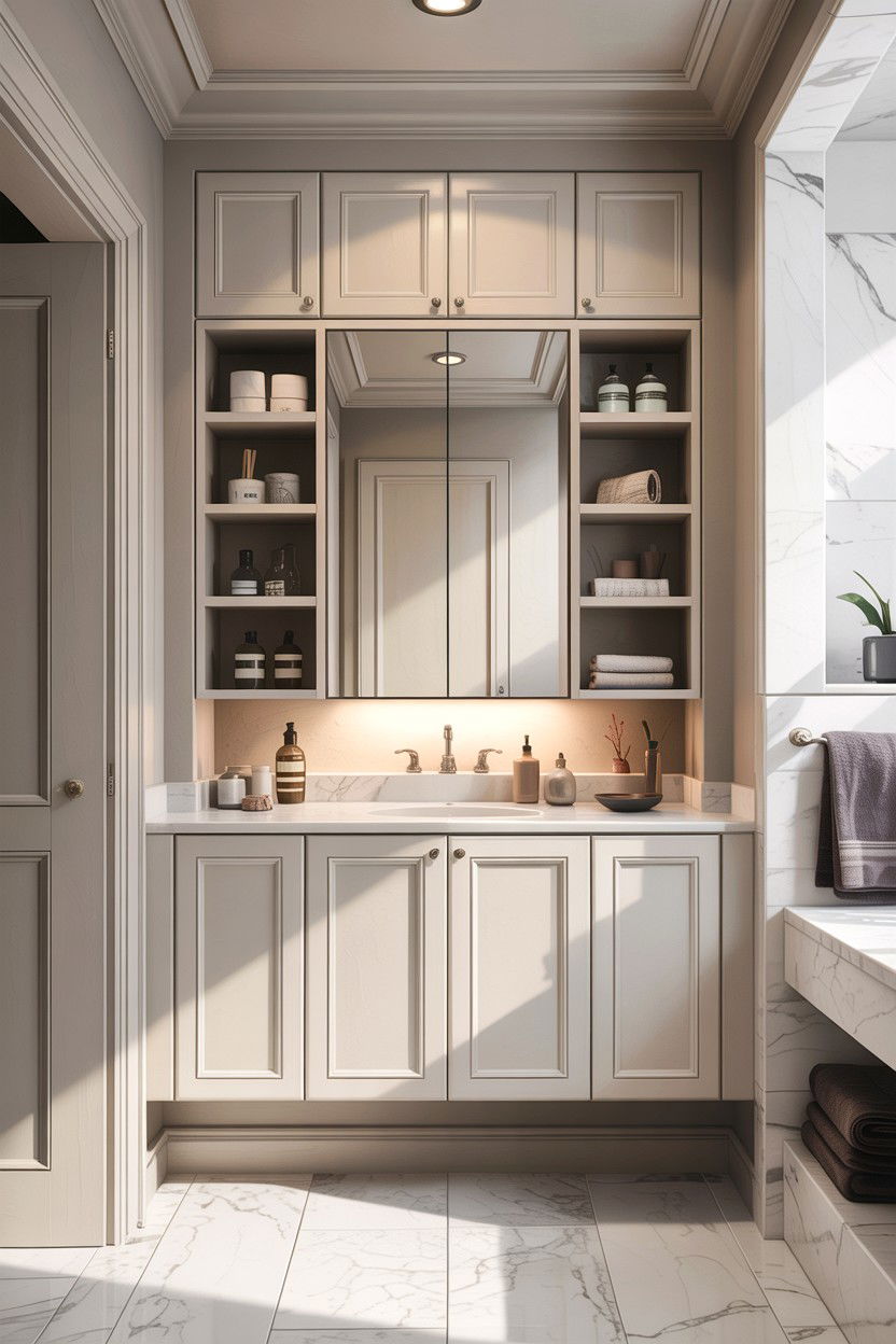 Built in bathroom cabinet - 30 bathroom alcove ideas