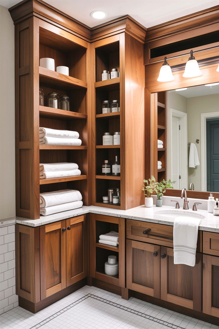 Built in bathroom storage - 30 craftsman bathroom ideas