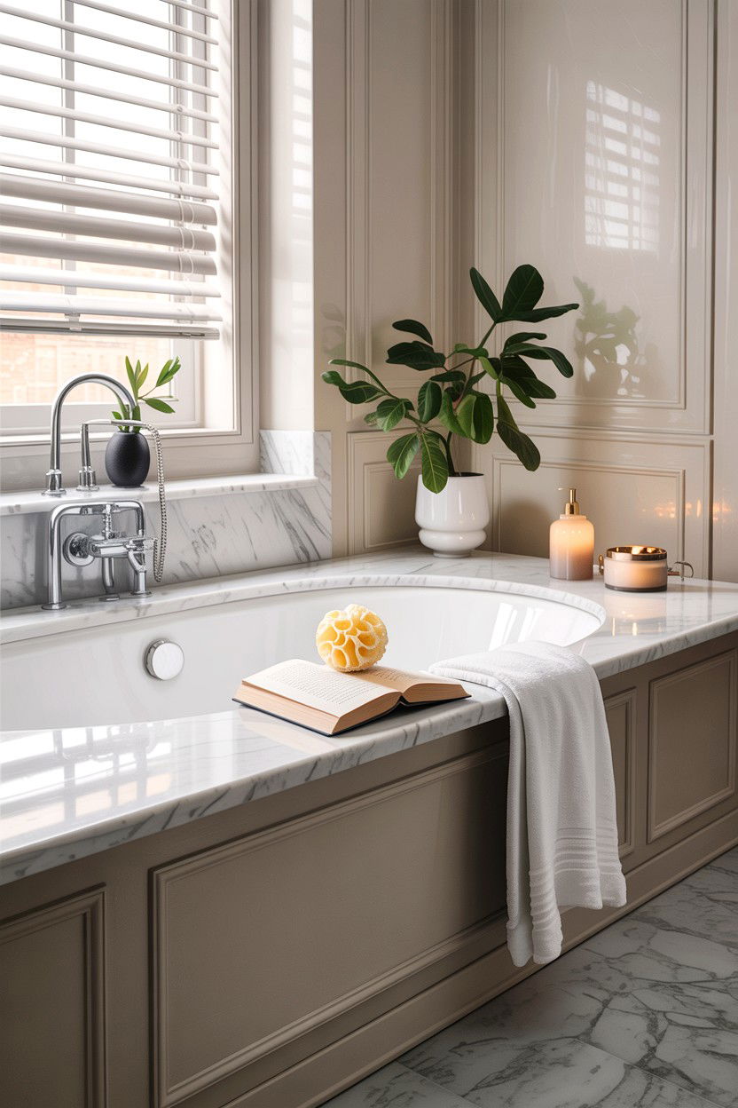 Built in bathtub ledge - 30 home spa bathroom ideas