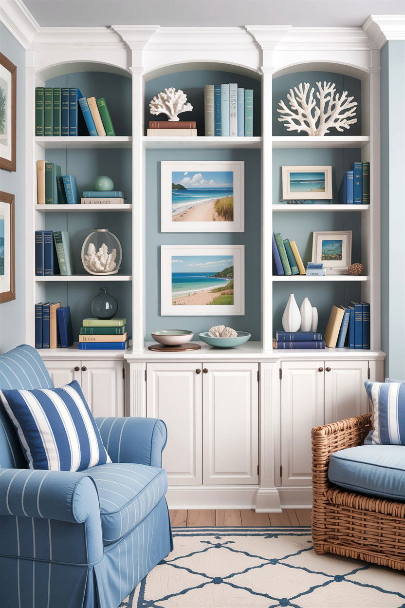 Built in bookshelf - 30 cape cod living room ideas