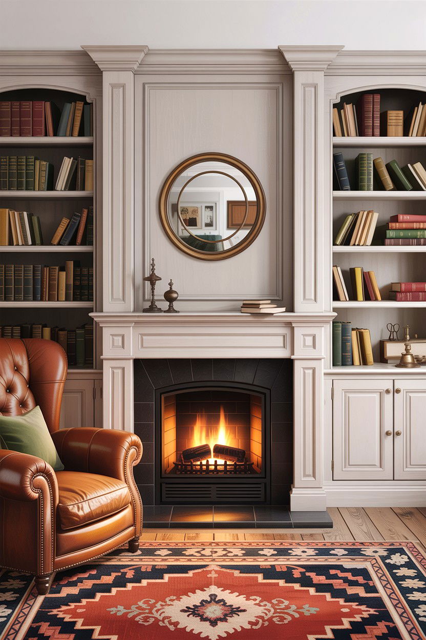 Built in fireplace insert with bookshelves - 30 living room fireplace insert ideas