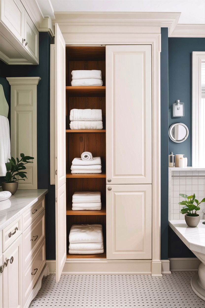 Built in linen closet - 30 DIY bathroom ideas