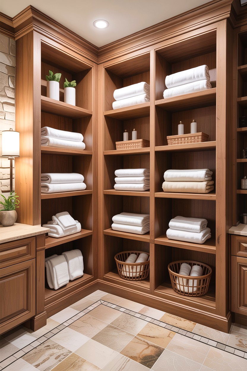Built in shelving - 30 small bathroom space storage ideas