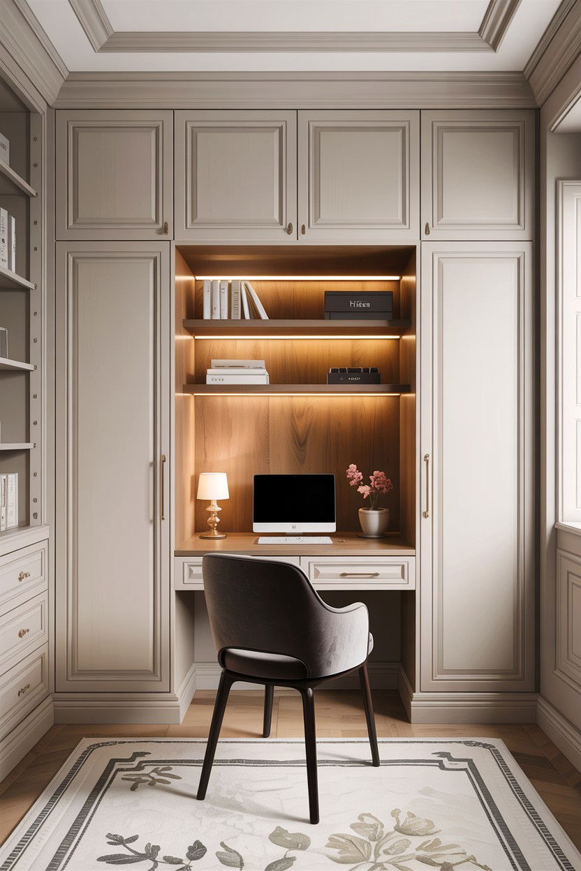 Built in wardrobe desk - 30 bedroom workstation designs