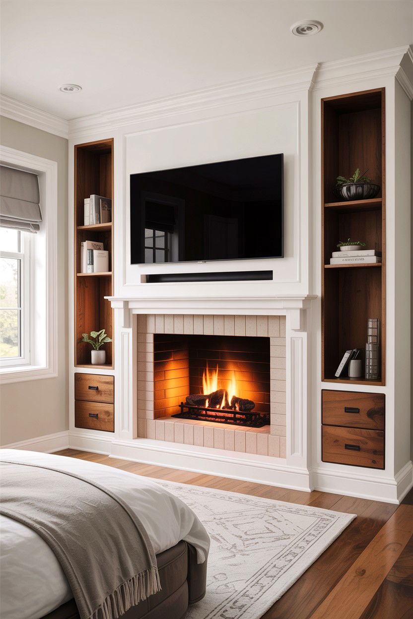Built in wood fireplace - 30 bedroom wood burning fireplace ideas