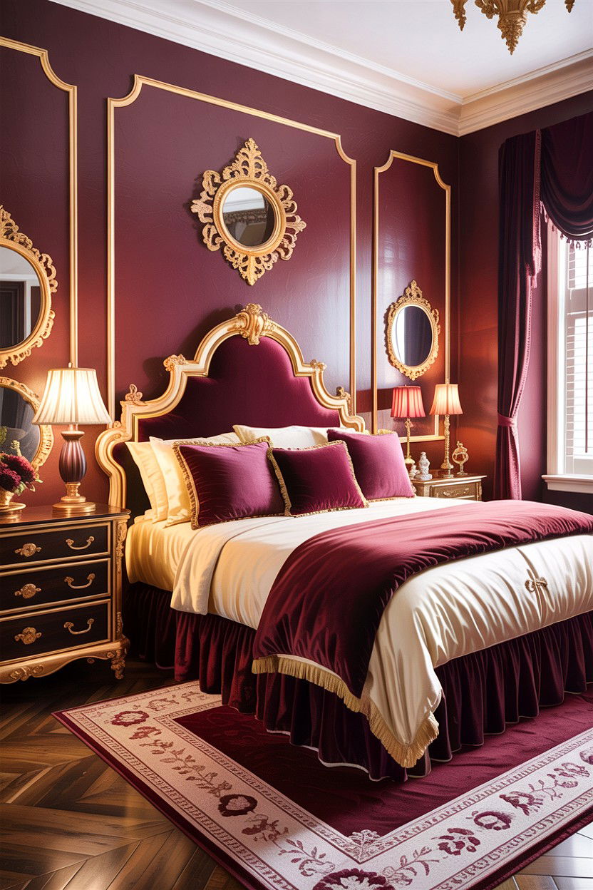 Burgundy and gold bedroom - 30 bedroom color schemes