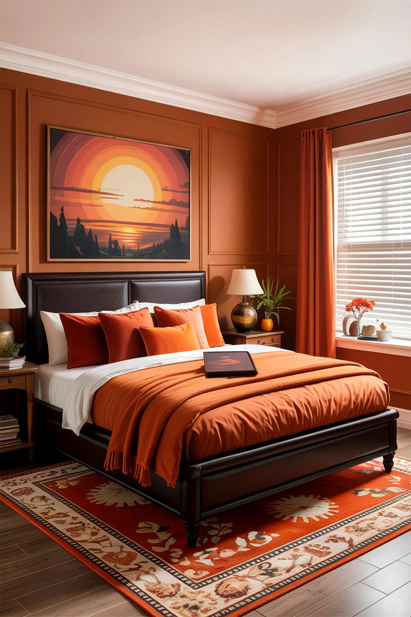 Burnt Orange Brown Bedroom - 30 warm brown bedroom ideas