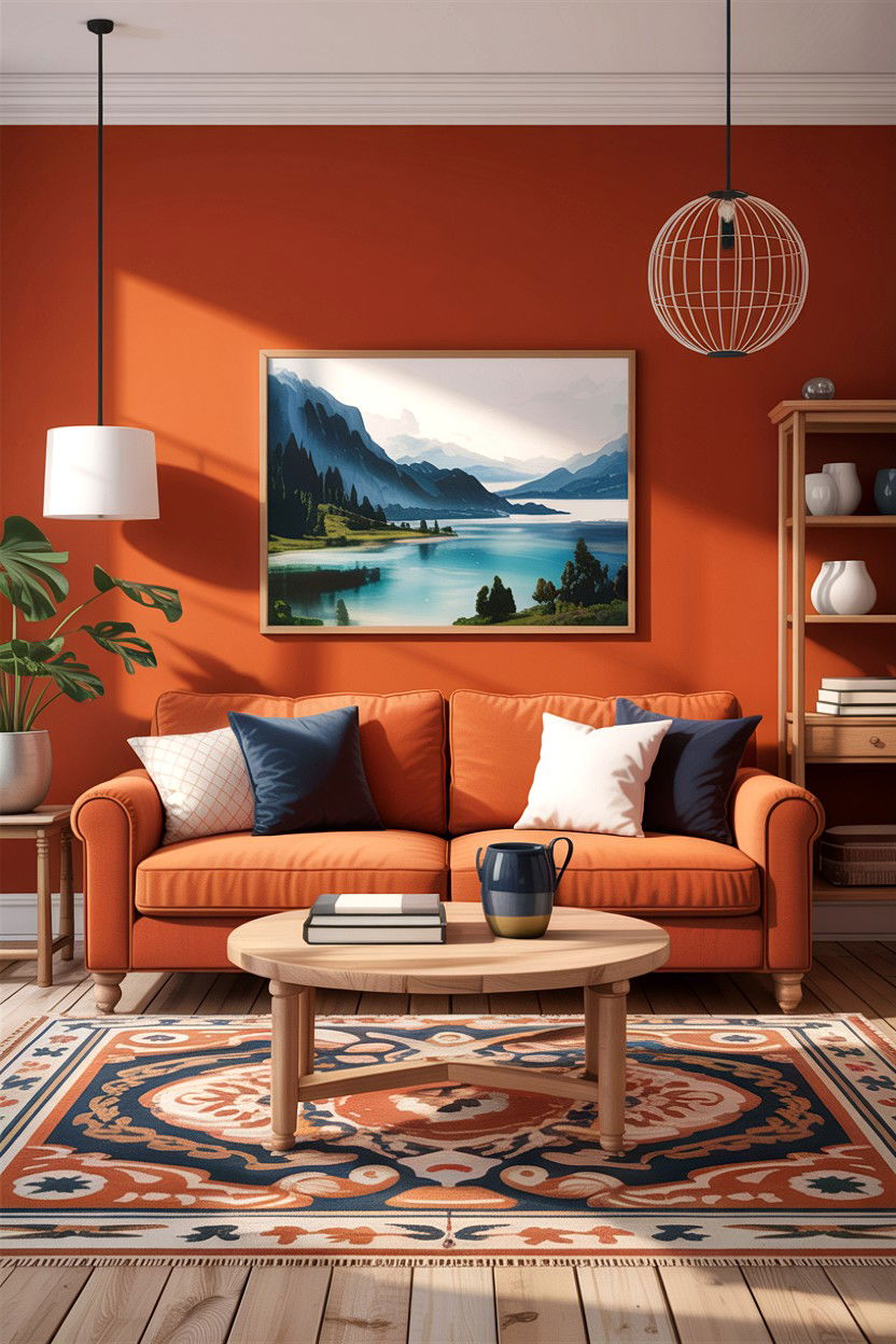 Burnt orange living room - 30 Southwestern living room ideas