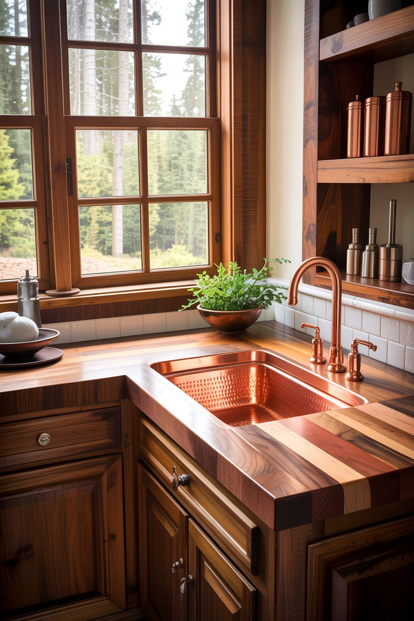 Butcher Block Copper Sink - 30 copper sink ideas