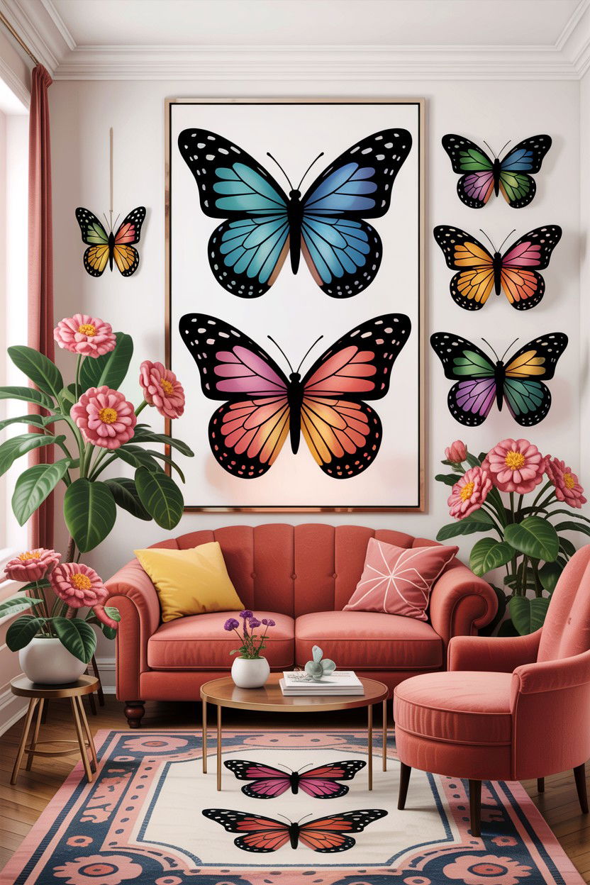 Butterfly decor - 30 garden themed living room ideas