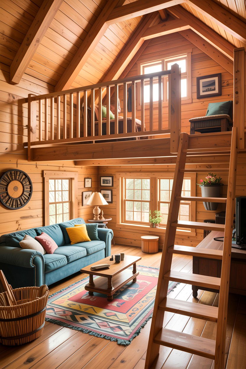 Cabin living room loft - 30 cabin living room ideas