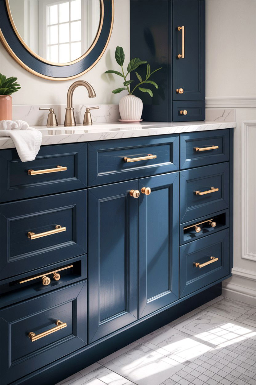 Cabinet Hardware Update - 30 DIY bathroom decor ideas