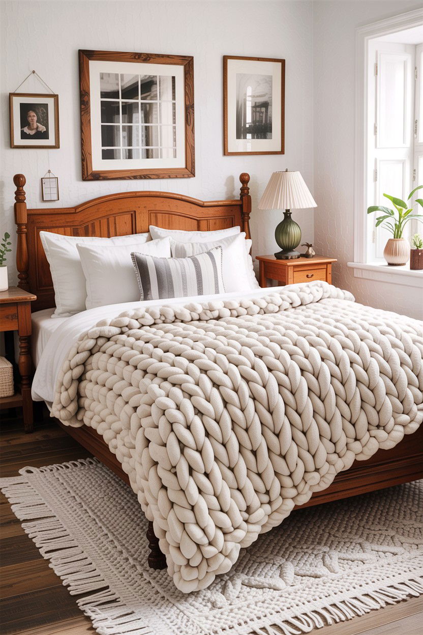 Cable Knit Fleece Blanket - 30 bedroom fleece blankets