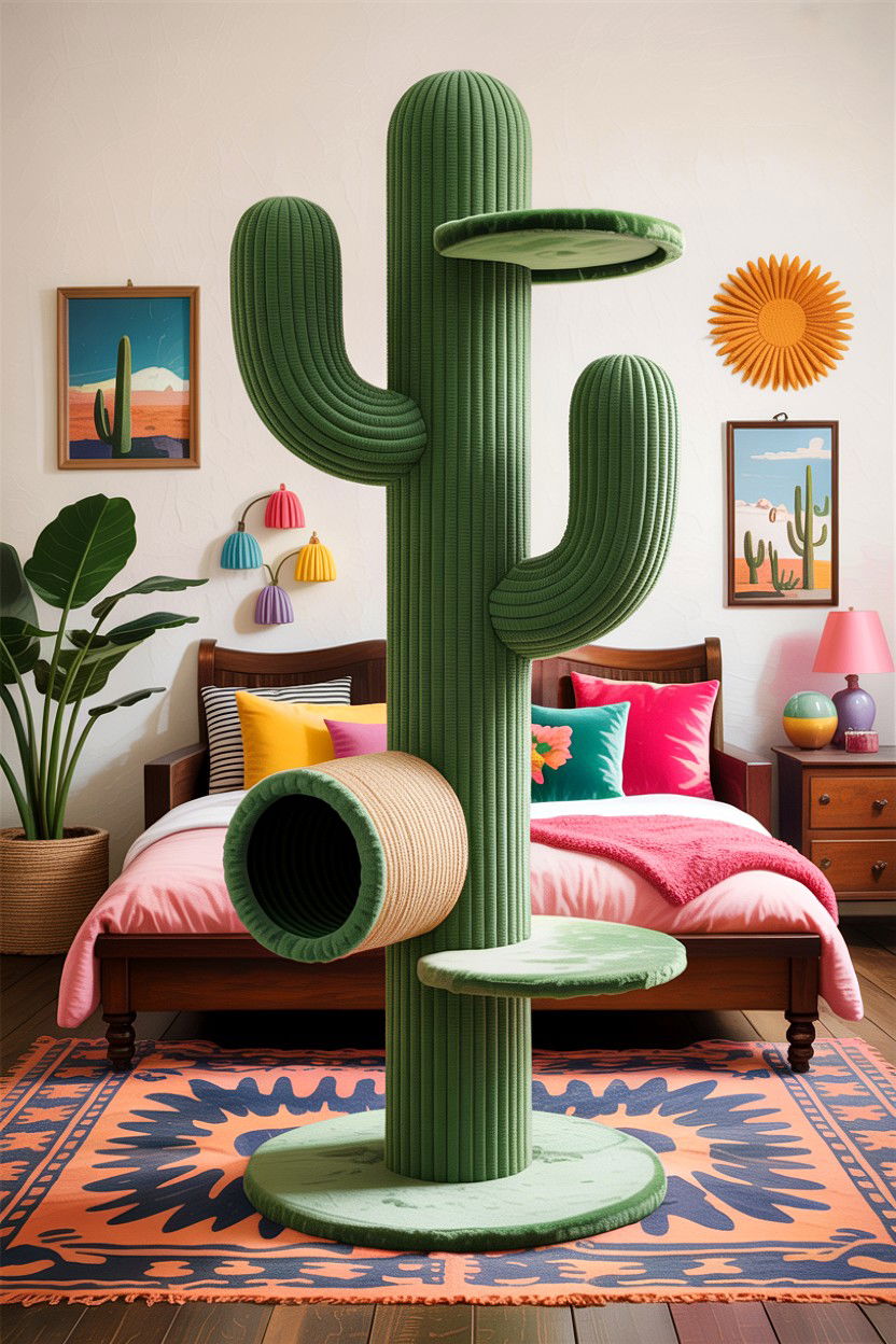 Cactus Shaped Cat Tree - 30 cat tree bedroom ideas