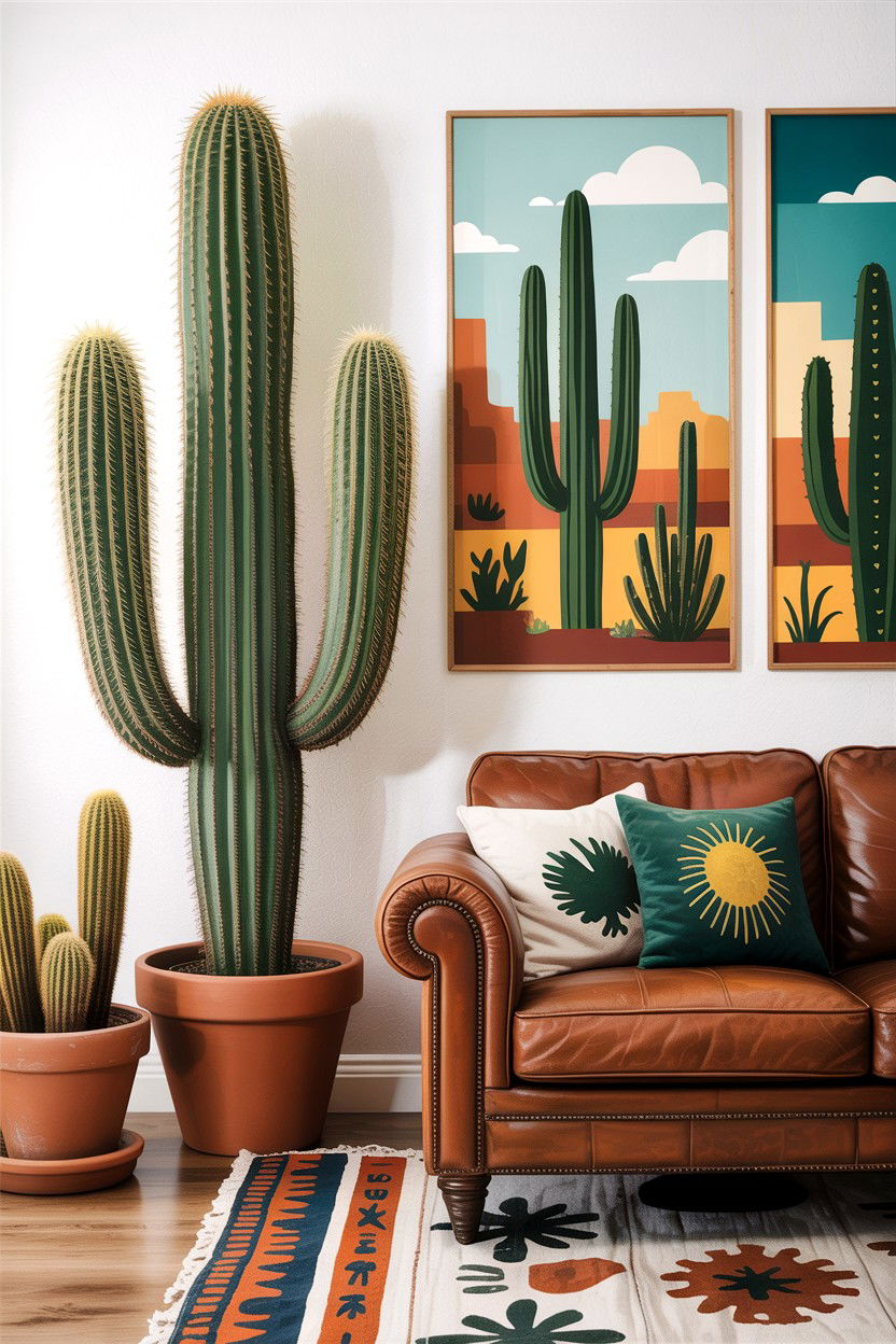 Cactus living room decoration - 30 Southwestern living room ideas