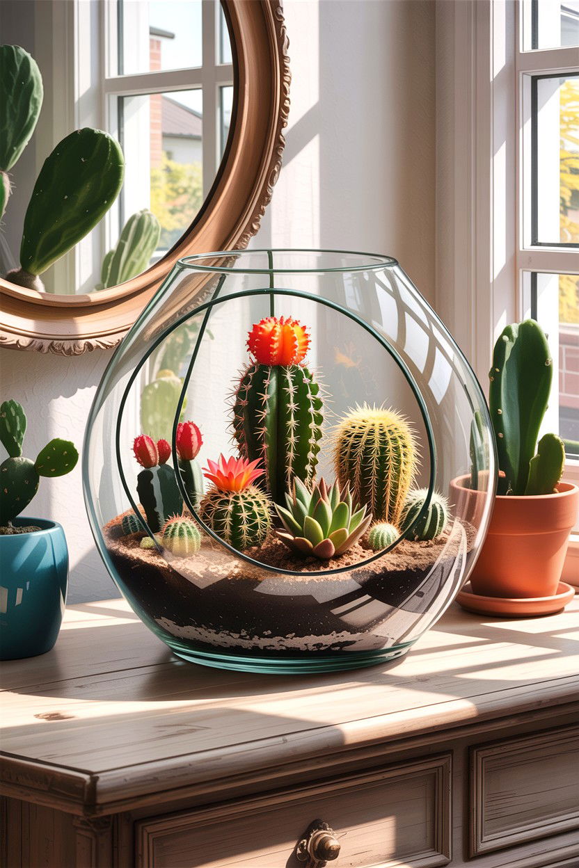 Cactus terrarium - 30 bedroom terrariums