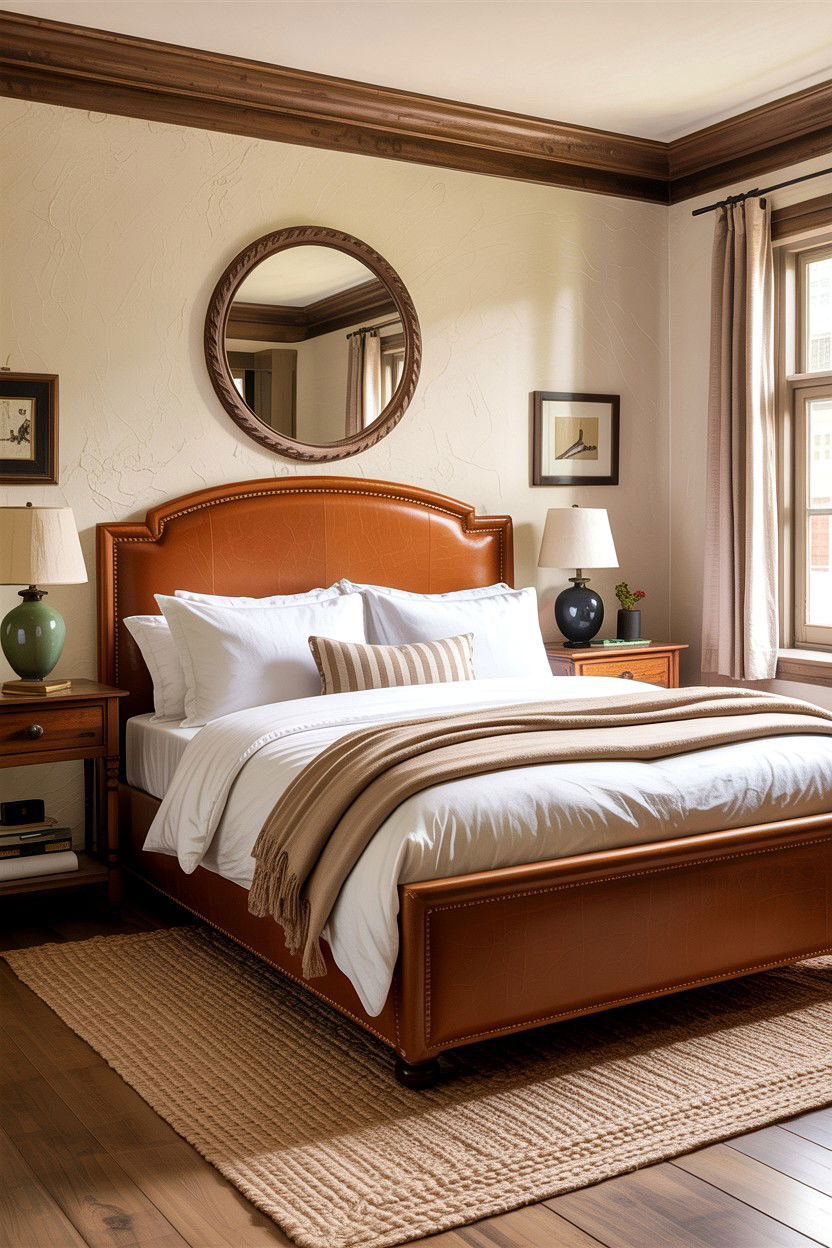 Camel Leather Headboard - 30 bedroom leather headboards