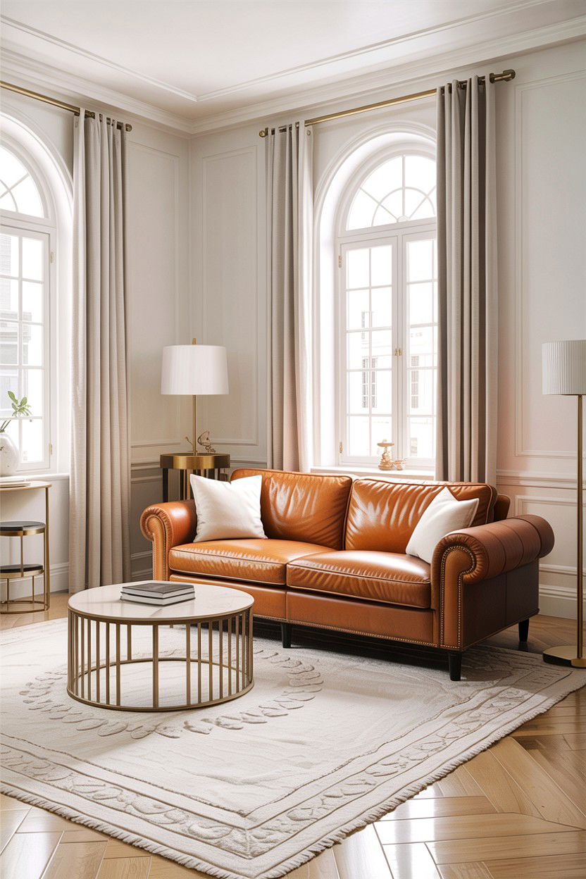 Camel and white living room - 30 camel living room ideas