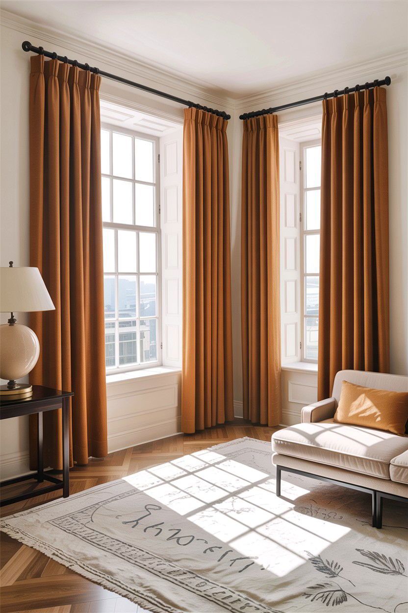 Camel curtains for living room - 30 camel living room ideas