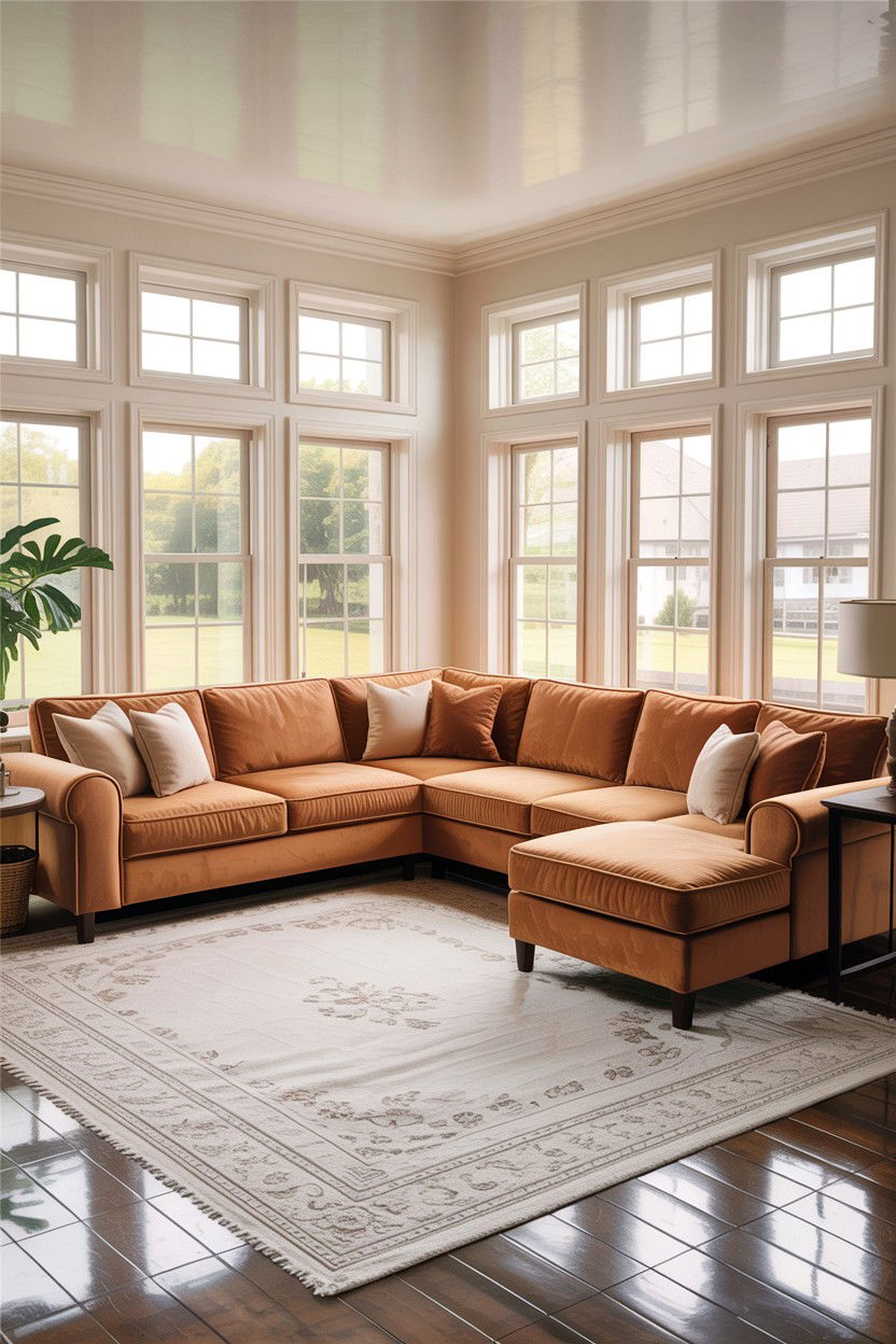 Camel sectional sofa - 30 camel living room ideas