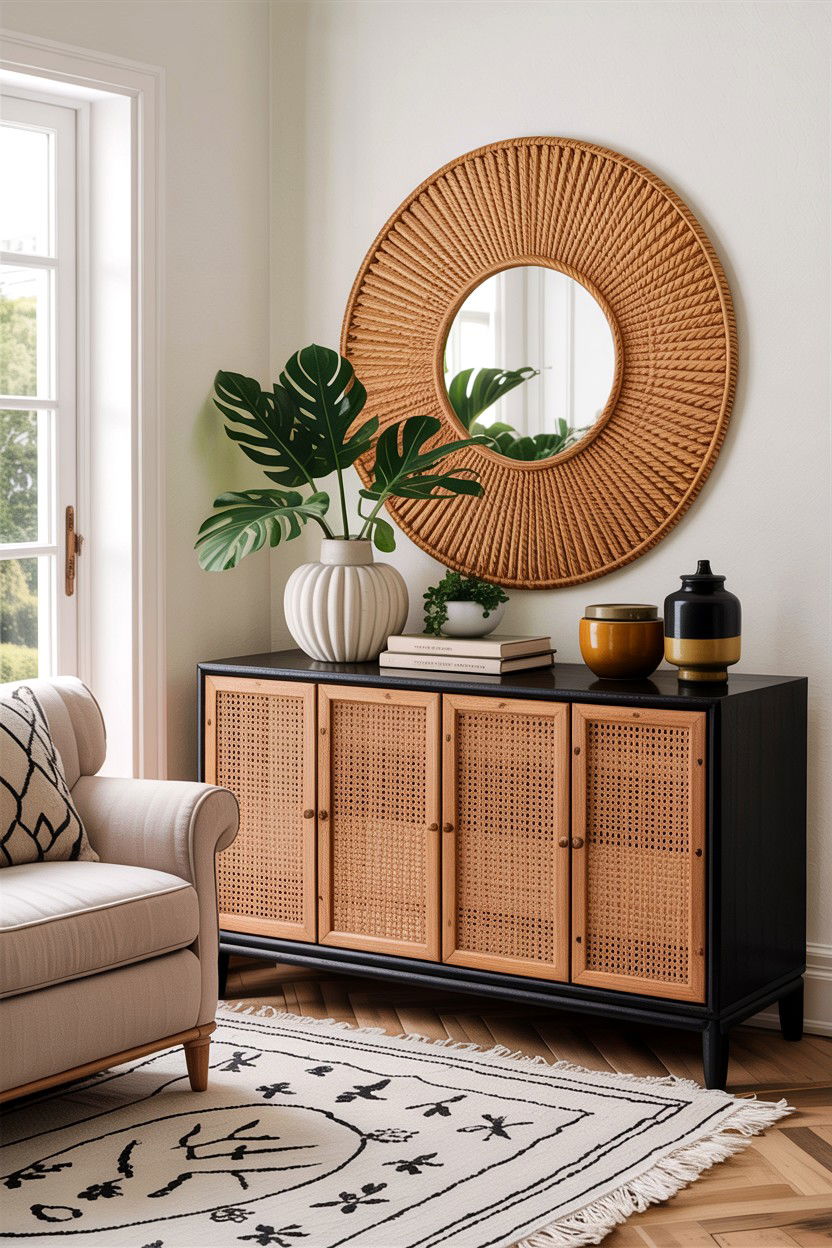 Cane Webbing Credenza - 30 living room credenza ideas